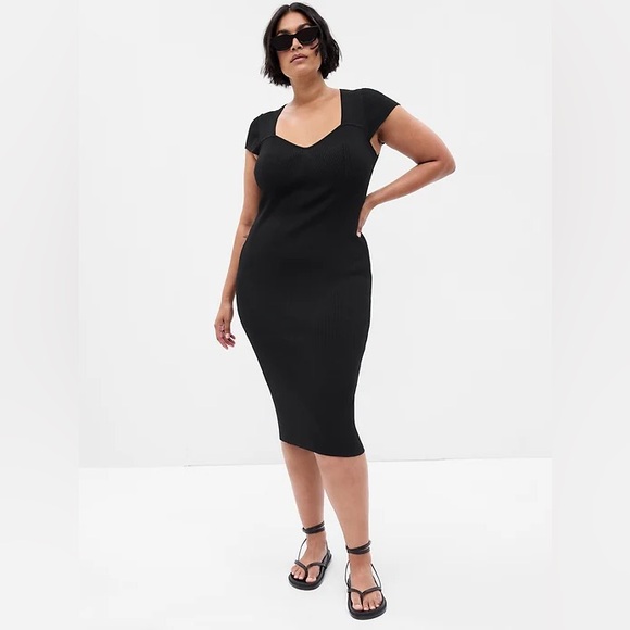 GAP Dresses & Skirts - Gap Sweetheart Rib Knit Midi Dress in Black XXL NWT